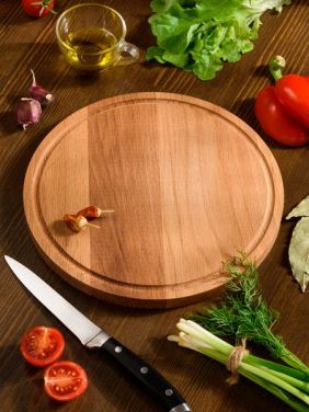 Разделочная доска KETT-UP ECO WOOD & FOOD Ø 28см круглая с  деревянная