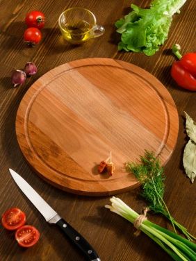 Разделочная доска KETT-UP ECO WOOD & FOOD Ø 24см круглая с  деревянная