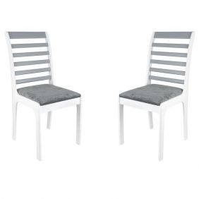 Стул обеденный (2шт)  KETT-UP ECO MUNCHEN (Мюнхен) мягкий, каркас белый / сиденье серый / спинка серый