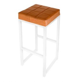 Табурет  барный KETT-UP CUBE ZEFIR LOFT  белый/светло коричневый