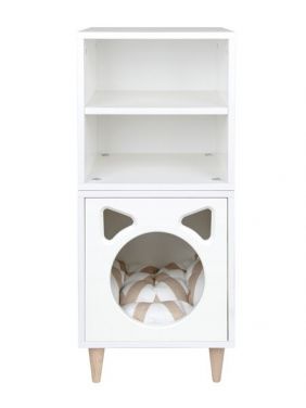 Тумба домик для питомцев высокая KETT-UP ECO PETS Н=86см, с дверкой и полкой БЕЛЫЙ